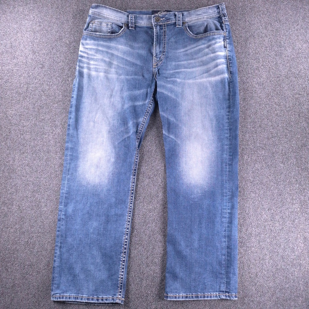 Silver Jeans Co Grayson Easy Fit Straight Leg Blue Denim Mens 38x30 M33314SDI219